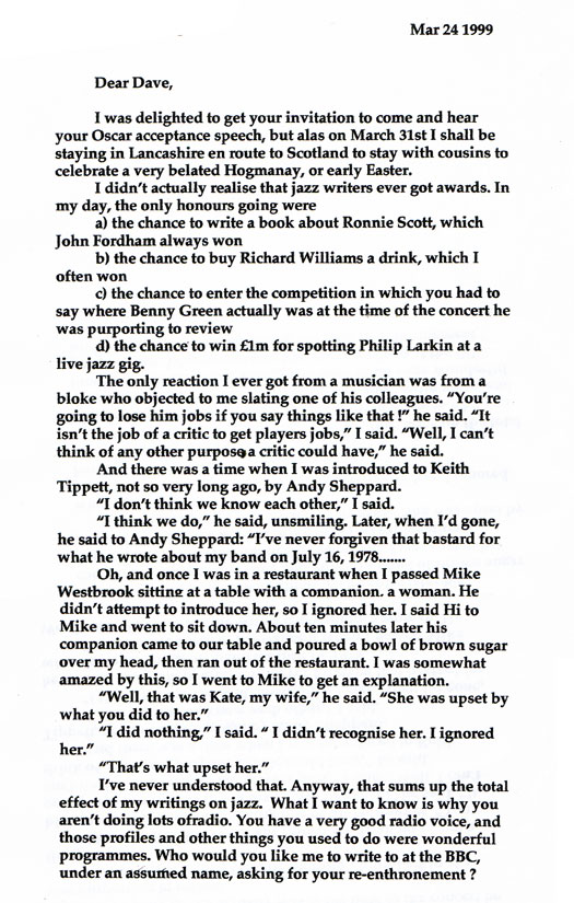 Letter to Dave Gelly